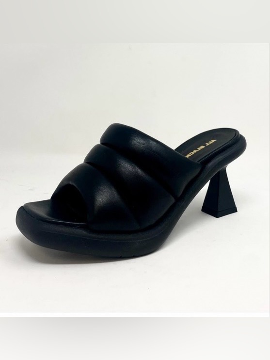 New All Black Quilted Slide Mules In Black, Eu Size 38 = U.S. Size 7.5